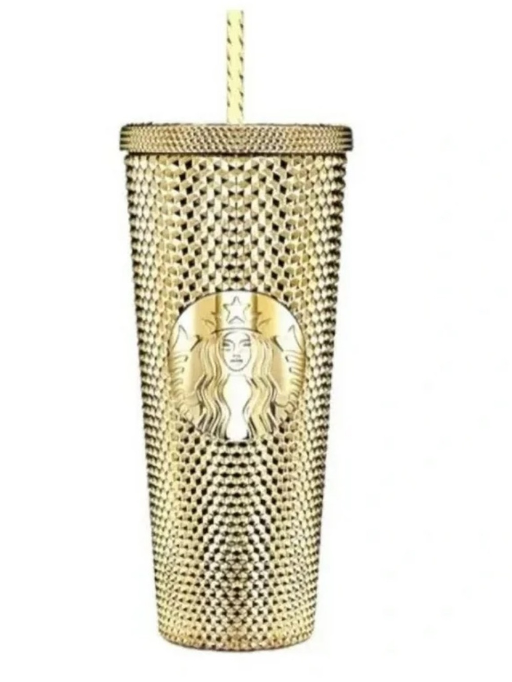Starbucks 2022 Metallic Gold Studded 24 oz Tumbler with Straw